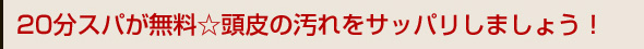 20分スパが無料☆頭皮の汚れをサッパリしましょう！